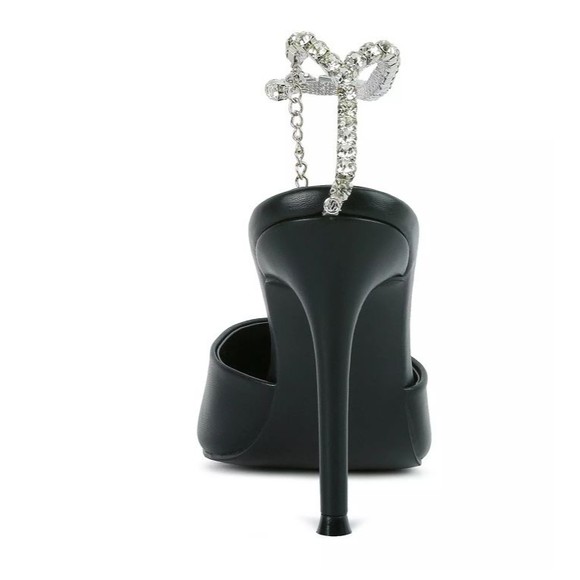 London Rag Women's Diamante Embellished Rhinestone Stiletto Mule Sandals NIB 7M - Picture 6 of 8